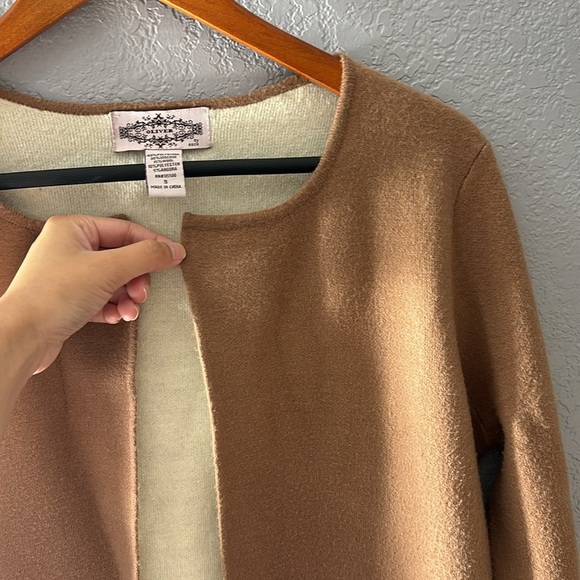 Oliver by Escio Open Long Brown Cardigan Coat - Picture 5 of 9